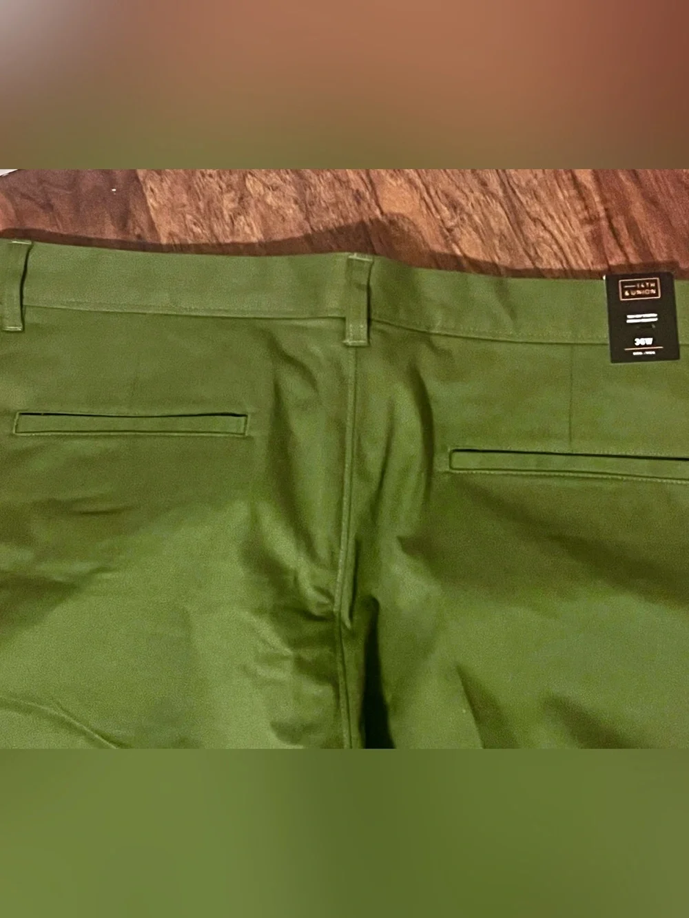 Brand new Men's 14th and Union Olive Green Chino Pants. Size 36w